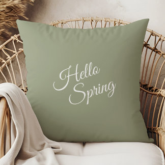 Cojín Decorativo Hello Spring Sage Green Throw Pillow