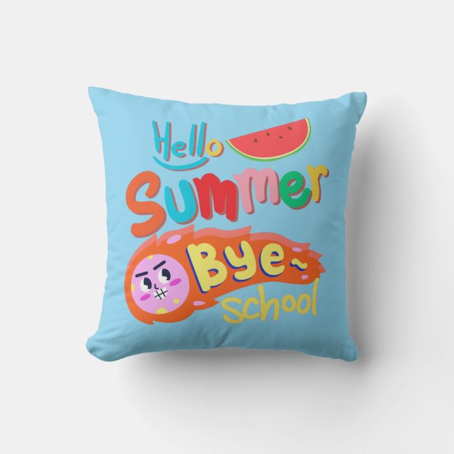 Cojín Decorativo Hello Summer Bye School Throw Pillow (Anverso)