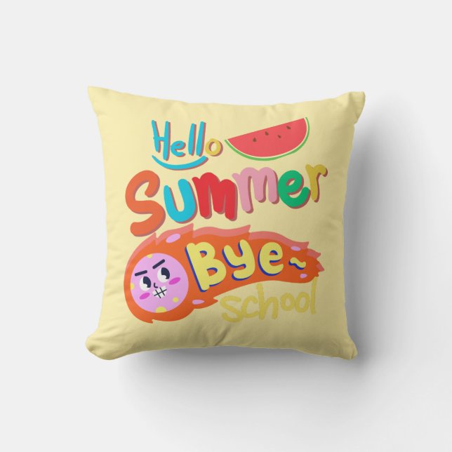 Cojín Decorativo Hello Summer Bye School Throw Pillow (Anverso)