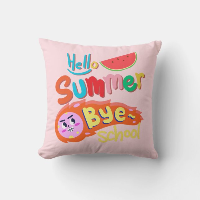 Cojín Decorativo Hello Summer Bye School Throw Pillow (Anverso)