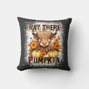 Cojín Decorativo Heno blanqueado allá Pumkin Highland Cow otoño