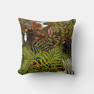 Cojín Decorativo Henri Rousseau - Paisaje exótico Arte de la jungla