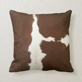 Cojín Decorativo Hereford Brown y White Faux Piel de vaca Throw