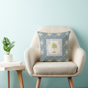 Cojín Decorativo Herencia Italiana Riviera Arte Acuarela Limón