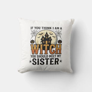 Cojín Decorativo Hermana Bruja Divertida Gráfica Vintage de Hallowe