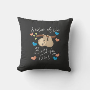 Cojín Decorativo Hermana de las chicas del cumpleaños Camiseta de l