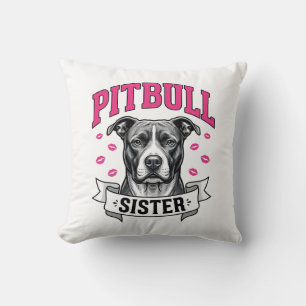 Cojín Decorativo Hermana Pitbull Diseño Vectorial Vintage Amante Pe