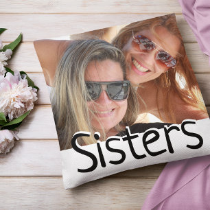 Cojín Decorativo Hermana/s moderna foto y cita Color personalizad