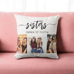 Cojín Decorativo Hermanas 3 Collage de fotos Keepsake Gift<br><div class="desc">Celebra la hermandad con el Cojín decorativo de Regalo de Sisters 3 Collages de fotos Keepsake. Esta almohada personalizada presenta un bello collage de tres preciadas fotos, capturando momentos especiales compartidos entre hermanas. Está decorado con materiales de alta calidad y aporta un toque elegante y sentimental a cualquier espacio, perfecto...</div>