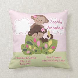 Cojín Decorativo "Hermanas Chicas de monos" personalizadas Keepsake