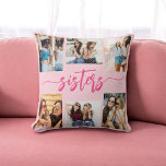 Cojín Decorativo Hermanas rosadas calientes 6 regalo de Collage de<br><div class="desc">Capturar el vínculo de hermandad con el Cojín decorativo de Regalo Keepsake de las Hermanas Rosadas Calientes. Esta almohada personalizada presenta un vibrante diseño rosa caliente y un bello collage de seis preciadas fotos, celebrando momentos inolvidables entre hermanas. Está decorado con materiales de alta calidad y aporta un toque elegante...</div>