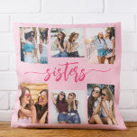 Cojín Decorativo Hermanas rosadas calientes 6 regalo de Collage de<br><div class="desc">Capturar el vínculo de hermandad con el Cojín decorativo de Regalo Keepsake de las Hermanas Rosadas Calientes. Esta almohada personalizada presenta un vibrante diseño rosa caliente y un bello collage de seis preciadas fotos, celebrando momentos inolvidables entre hermanas. Está decorado con materiales de alta calidad y aporta un toque elegante...</div>