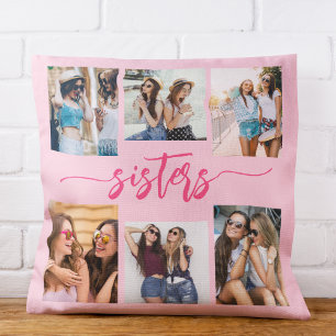 Cojín Decorativo Hermanas rosadas calientes 6 regalo de Collage de 