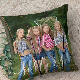 Cojín Decorativo Hermanas sobre escritura blanca 2 foto personaliza