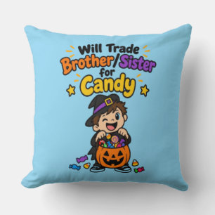 Cojín Decorativo Hermano divertido de Halloween cambiará hermano he