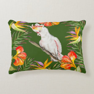 Cojín Decorativo Hermosa acuarela cacatau loro dibujo a mano