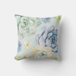 Cojín Decorativo hermosa acuarela de flores suculentas sin fisuras