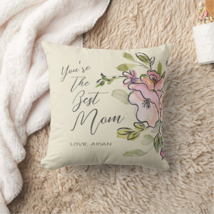Cojín Decorativo Hermosa acuarela Floral Personalizado Mejor Mamá