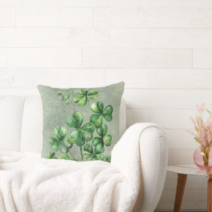 Cojín Decorativo Hermosa acuarela verde Shamrock