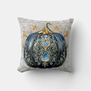 Cojín Decorativo Hermosa calabaza azul y dorada