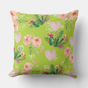Cojín Decorativo Hermosa chica Floral Cactus