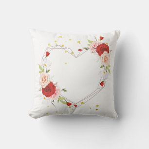 Cojín Decorativo hermosa corona floral con acuarela rosa