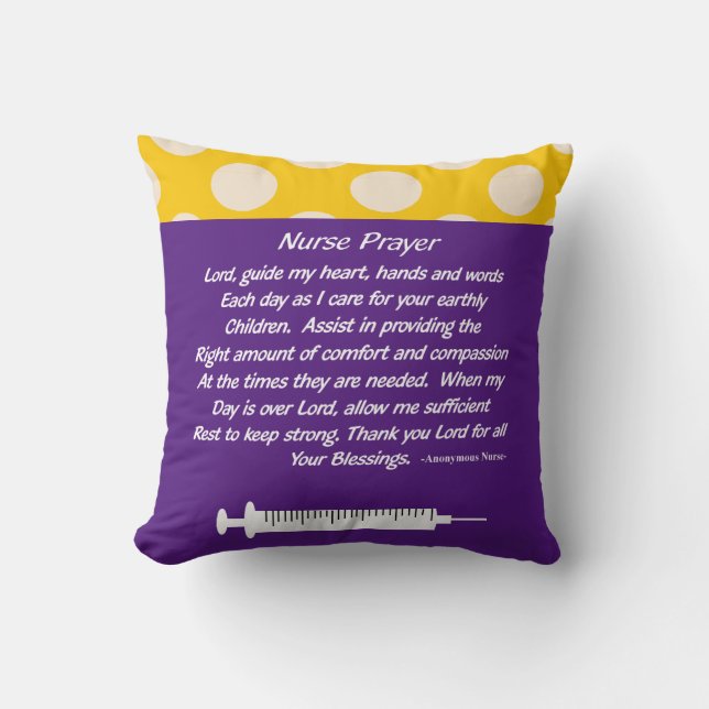 Cojín Decorativo Hermosa enfermera cristiana Oración Pillow Purple (Anverso)