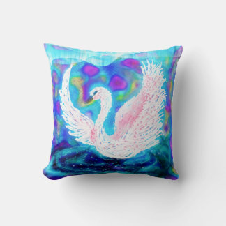 Cojín Decorativo Hermosa fantasía de cisne blanco azul