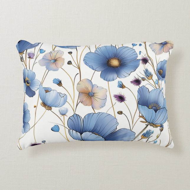 Cojín Decorativo Hermosa flor azul claro (Anverso)