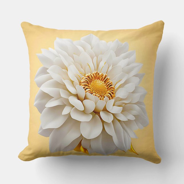 Cojín Decorativo Hermosa flor blanca 3d (Anverso)