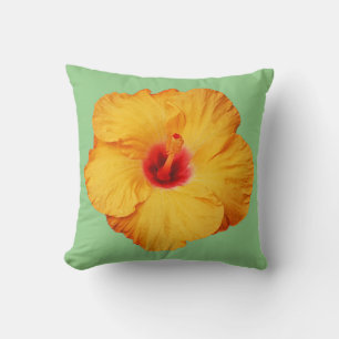 Cojín Decorativo Hermosa flor de hibisco naranja