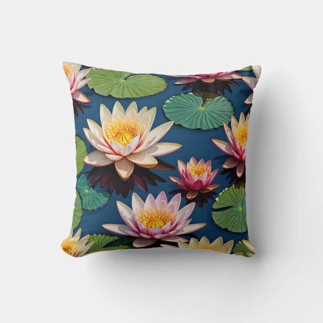 Cojín Decorativo Hermosa flor de lirio de agua (Anverso)