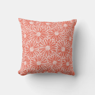 Cojín Decorativo Hermosa flor de margarita, Ilustracion de semitono