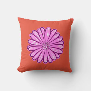 Cojín Decorativo Hermosa flor de margarita, Ilustracion de semitono