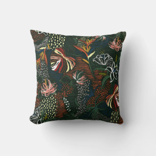 Cojín Decorativo Hermosa flor dibujada a mano retro , palma tropica