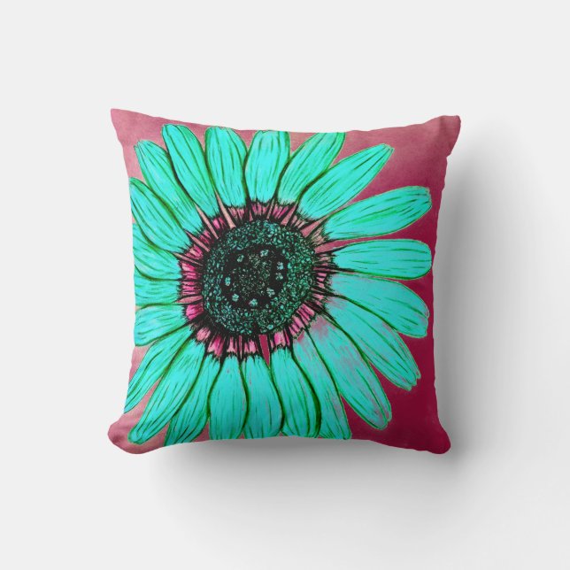 Cojín Decorativo Hermosa Flor Esbozada De Mano (Anverso)