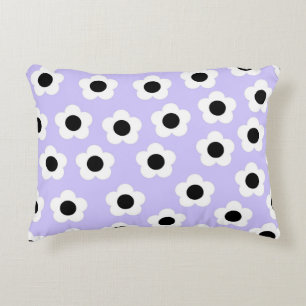 Cojín Decorativo Hermosa Flor Negra y Blanca Con Fondo Azul