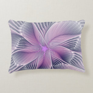 Cojín Decorativo Hermosa Flor Rosa Arte Abstracto Fractal Moderno