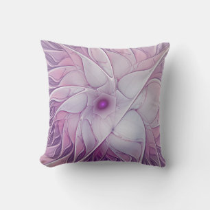 Cojín Decorativo Hermosa Flor Rosa Moderna Resumen Arte Fractal