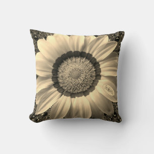 Cojín Decorativo Hermosa flor vintage sobre el fondo Monograma
