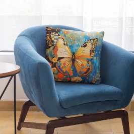 Cojín Decorativo Hermosa floral decorativa de mariposa
