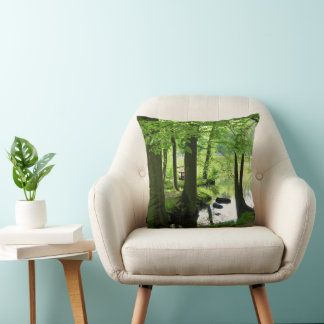 Cojín Decorativo Hermosa foto de arroyo y bosque