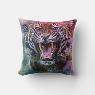 Cojín Decorativo Hermosa foto de la cara del tigre de Bengala en cr