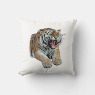 Cojín Decorativo Hermosa foto de tigre bengalí y dientes