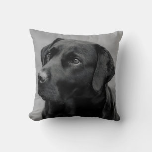 Cojín Decorativo Hermosa foto en blanco y negro de un Labrador negr