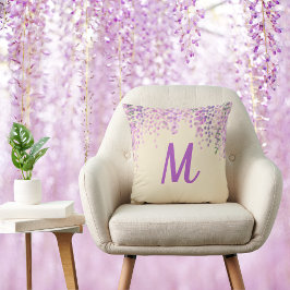 Cojín Decorativo Hermosa glicinia abstracta púrpura en cremosa Rubo