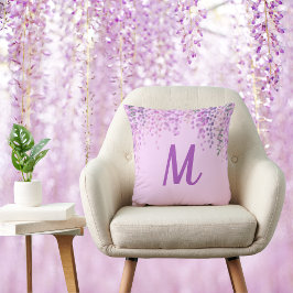 Cojín Decorativo Hermosa glicinia púrpura pálida con histeria inici