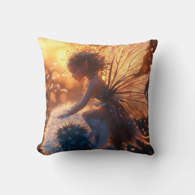 Cojín Decorativo Hermosa hada de sol con Dandelion (Anverso)