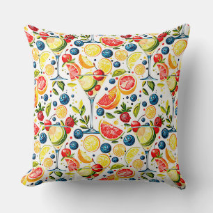 Cojín Decorativo Hermosa huella fresca con cócteles y frutas