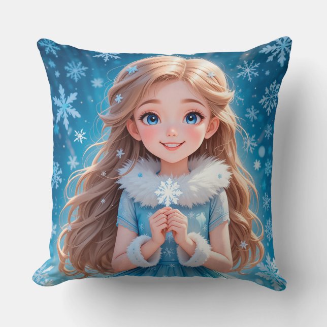 Cojín Decorativo Hermosa joven dama de nieve (Anverso)